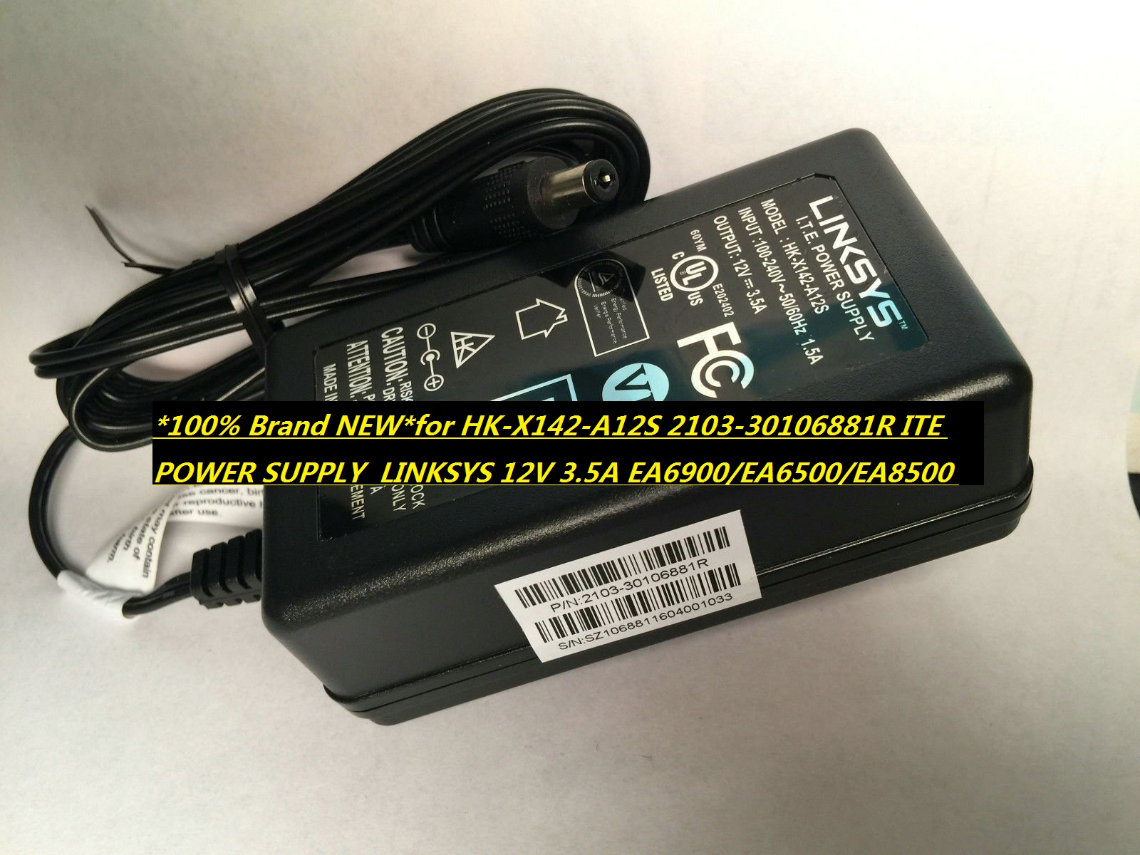 *100% Brand NEW*for HK-X142-A12S 2103-30106881R ITE POWER SUPPLY LINKSYS 12V 3.5A EA6900/EA6500/EA8